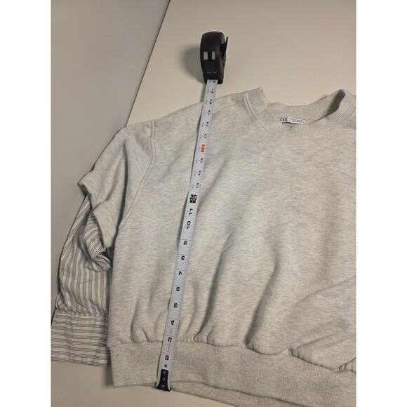 Zara Women's Medium Contrast Sweatshirt Striped Sleeves Minimalist Cozy Casual - Picture 6 of 7